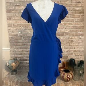 Women solid wrap royal blue romper! XL. Very stretchy